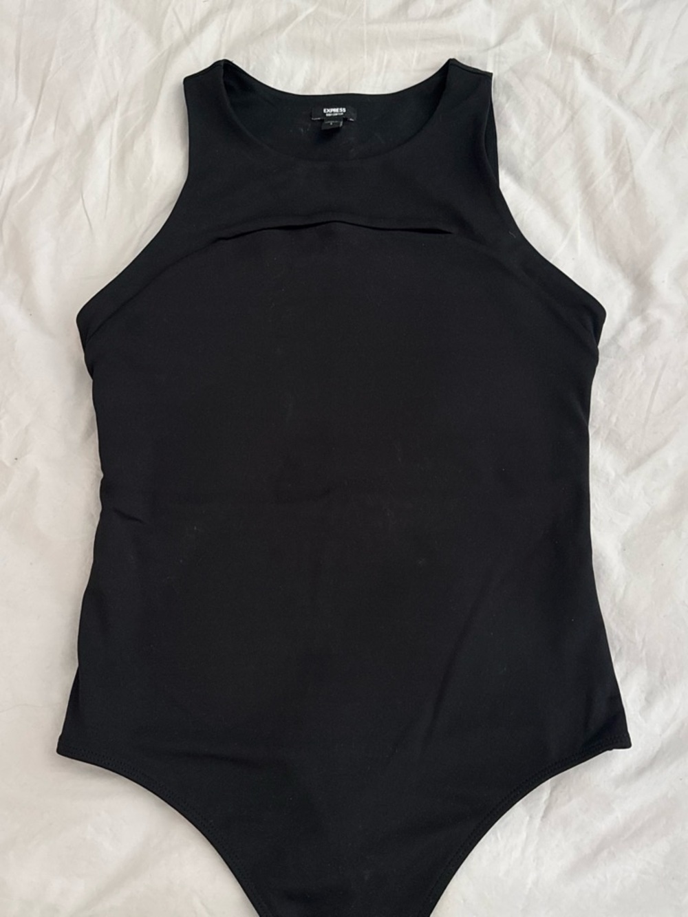 Express Black High-Neck Sleeveless Bodysuit